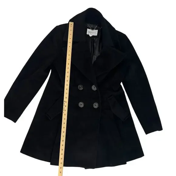 BCBGeneration Classic Black Wool Blend Winter Pea Coat SZ LARGE - Picture 13 of 14